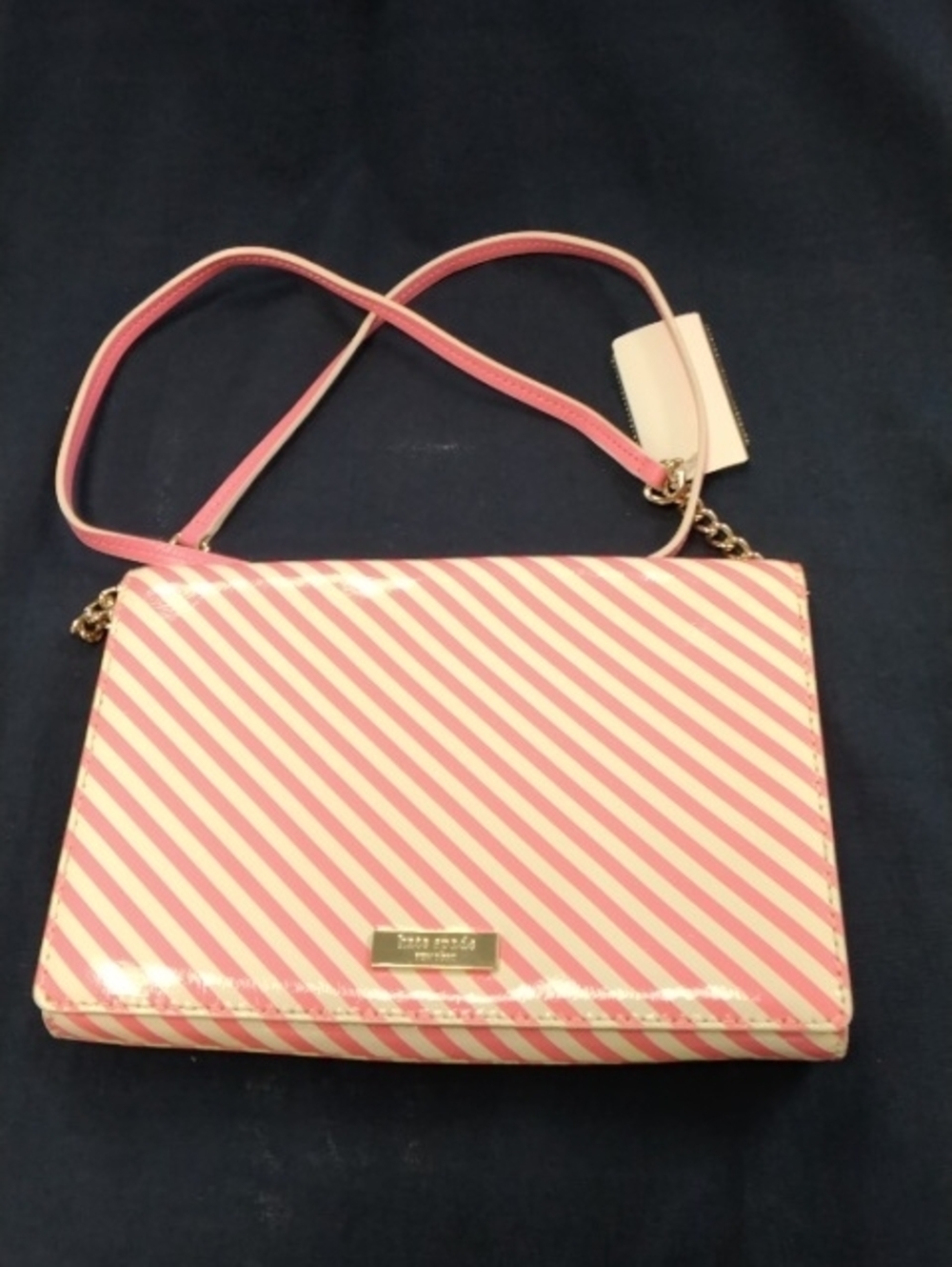 Pink and Cream Diagonal Stripe Crossbody